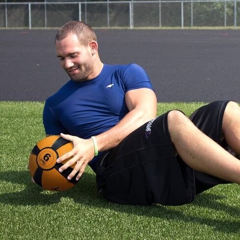 كرة طبية ذكية ذاتية التوجيه بوزن 4 رطل - كرة طبية مطاطية تساعد على تطوير القوة الأساسية والتوازن والتنسيق، وتتميز بـ 8 تمارين مطبوعة على الكرة لسهولة الرجوع إليها، باللون الأصفر in Kuwait