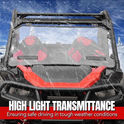 زجاج أمامي أمامي كامل وملون من A & UTV PRO لـ Polaris General 1000 / General 4 1000 /XP 1000 /XP 4 1000 2016-2024، ملحقات الزجاج الأمامي الخلفي المطلي الصلب لنافذة التهوية الأمامية، قطعتان in Kuwait