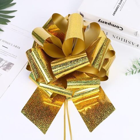 1PC Giant Large Pull Bow Big Glitter Metallic Bow,12 Inch,Great Gift Bows for appliances,Bikes,Table Decorations and Party Events(Gold) in Saudi Arabia