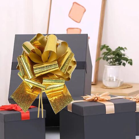1PC Giant Large Pull Bow Big Glitter Metallic Bow,12 Inch,Great Gift Bows for appliances,Bikes,Table Decorations and Party Events(Gold) in Saudi Arabia