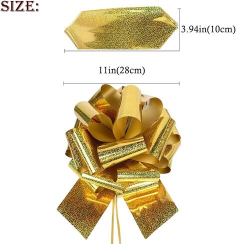 1PC Giant Large Pull Bow Big Glitter Metallic Bow,12 Inch,Great Gift Bows for appliances,Bikes,Table Decorations and Party Events(Gold) in Saudi Arabia