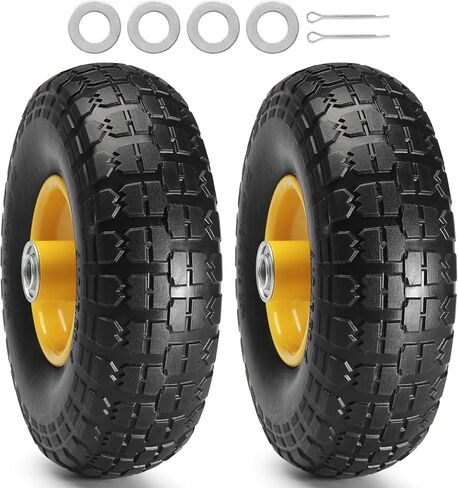 عجلة إطارات VEVOR الصلبة PU Run-Flat، مقاس 25.4 سم، عبوتين، تحميل ديناميكي 400 رطل، تحميل ثابت 450 رطل، إطارات وعجلات مسطحة خالية من الأنابيب لشاحنة اليد، عربة المرافق، الدمى، مقطورات الحديقة، عربات مختلفة in Saudi Arabia