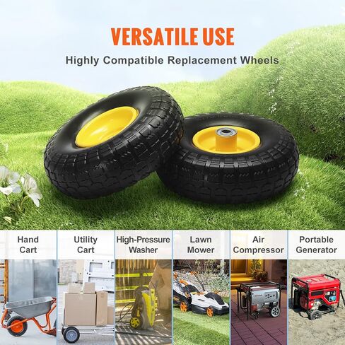 عجلة إطارات VEVOR الصلبة PU Run-Flat، مقاس 25.4 سم، عبوتين، تحميل ديناميكي 400 رطل، تحميل ثابت 450 رطل، إطارات وعجلات مسطحة خالية من الأنابيب لشاحنة اليد، عربة المرافق، الدمى، مقطورات الحديقة، عربات مختلفة in Saudi Arabia