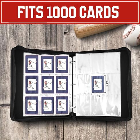 +1000 Pockets Baseball Card Binder, Baseball Card Binder With 56 Sleeves, Baseball Cards Album, Set Fit for Baseball Card, Trading Card holder, Baseball Card Folder, Sports Card Binder. in Saudi Arabia