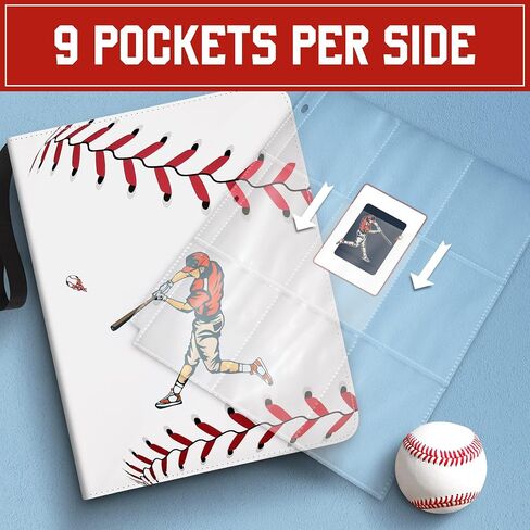 +1000 Pockets Baseball Card Binder, Baseball Card Binder With 56 Sleeves, Baseball Cards Album, Set Fit for Baseball Card, Trading Card holder, Baseball Card Folder, Sports Card Binder. in Saudi Arabia
