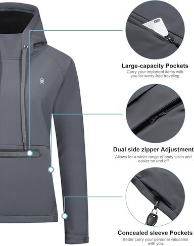 Little Donkey Andy Women's UV Protection Hoodies with Fleece Lined, Water Repellent Pullover Hooded Sweatshirt UPF50+ in Saudi Arabia