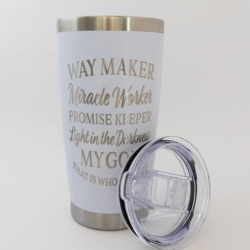 كوب قهوة Waymaker Miracle Worker Promise Keeper Jesus، كوب سفر مسيحي، هدايا الذكرى السنوية الرعوية للنساء (أبيض) in Saudi Arabia