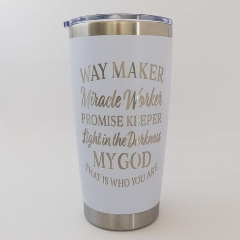 كوب قهوة Waymaker Miracle Worker Promise Keeper Jesus، كوب سفر مسيحي، هدايا الذكرى السنوية الرعوية للنساء (أبيض) in Saudi Arabia