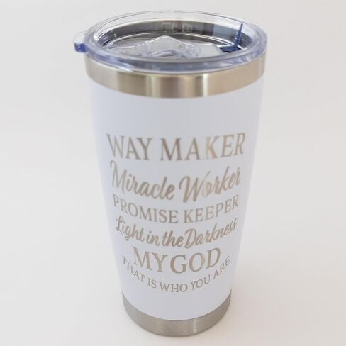 كوب قهوة Waymaker Miracle Worker Promise Keeper Jesus، كوب سفر مسيحي، هدايا الذكرى السنوية الرعوية للنساء (أبيض) in Saudi Arabia