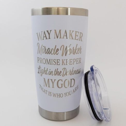 كوب قهوة Waymaker Miracle Worker Promise Keeper Jesus، كوب سفر مسيحي، هدايا الذكرى السنوية الرعوية للنساء (أبيض) in Saudi Arabia