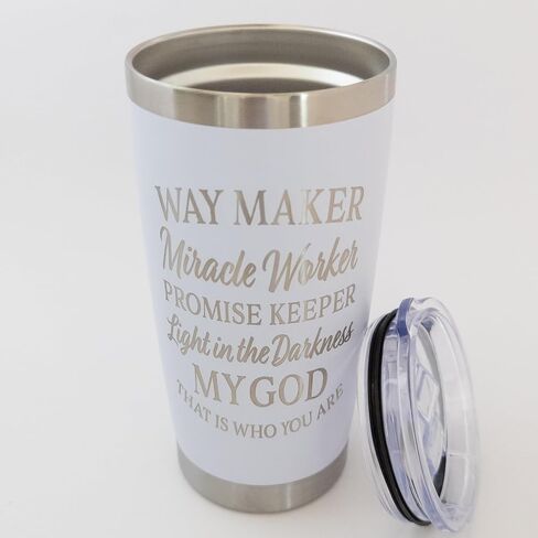 كوب قهوة Waymaker Miracle Worker Promise Keeper Jesus، كوب سفر مسيحي، هدايا الذكرى السنوية الرعوية للنساء (أبيض) in Saudi Arabia