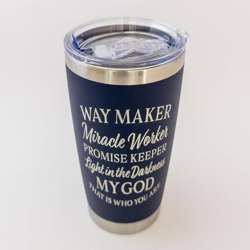 كوب قهوة Waymaker Miracle Worker Promise Keeper Jesus، كوب سفر مسيحي، هدايا الذكرى السنوية الرعوية للنساء (أبيض) in Saudi Arabia
