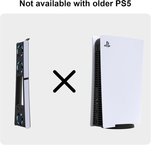 مروحة تبريد PS5 رفيعة، مبرد PS5 رفيع مع 3 مراوح هادئة مطورة ومنفذ USB 3.0 للإصدار الرقمي/إصدار القرص in Kuwait