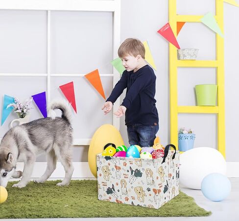 Rectangular Kids Storage Basket Gift Basket Baby Storage Basket Cute Kids Toy Storage Bin Organizer Shelf Book Basket Room Decor(Dogs) in Saudi Arabia
