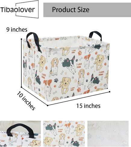 Rectangular Kids Storage Basket Gift Basket Baby Storage Basket Cute Kids Toy Storage Bin Organizer Shelf Book Basket Room Decor(Dogs) in Saudi Arabia