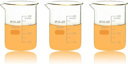 مجموعة أكواب زجاجية علمية من ULAB، المجلد. 500 مل، 3.3 بوروسيليكات جريفين منخفض الشكل مع تخرج مطبوع، عبوة من 4 قطع، UBG1016 in Saudi Arabia