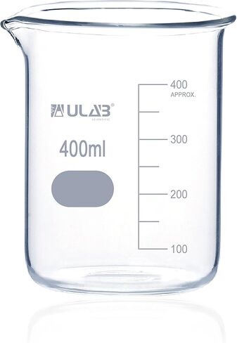مجموعة أكواب زجاجية علمية من ULAB، المجلد. 500 مل، 3.3 بوروسيليكات جريفين منخفض الشكل مع تخرج مطبوع، عبوة من 4 قطع، UBG1016 in Saudi Arabia