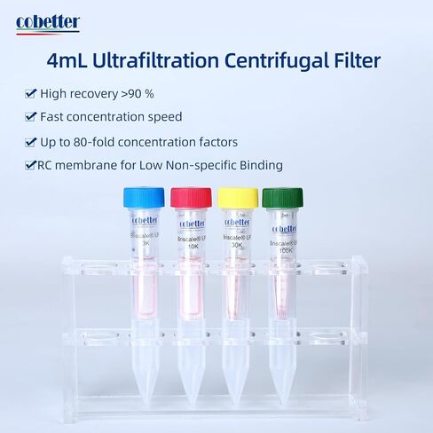 Briscale® Pack of 15 Ultra Centrifugal Filter 4mL Ultrafiltration Centrifuge Tube Unit with Regenerated Cellulose RC Membrane 3kDa in Saudi Arabia