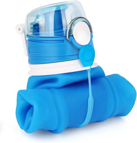 زجاجة مياه قابلة للطي سعة 35 أونصة من Valourgo، زجاجة مياه كبيرة للسفر خالية من مادة bpa وقابلة لإعادة الاستخدام (أسود) in Kuwait