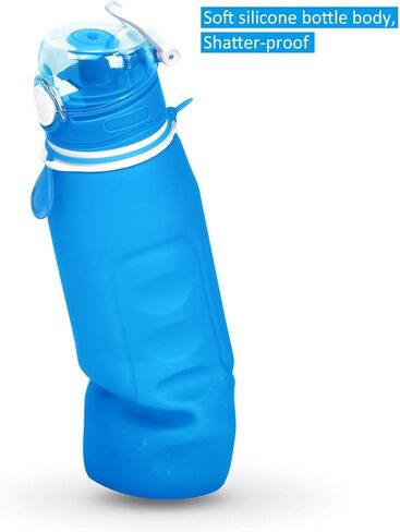 زجاجة مياه قابلة للطي سعة 35 أونصة من Valourgo، زجاجة مياه كبيرة للسفر خالية من مادة bpa وقابلة لإعادة الاستخدام (أسود) in Kuwait