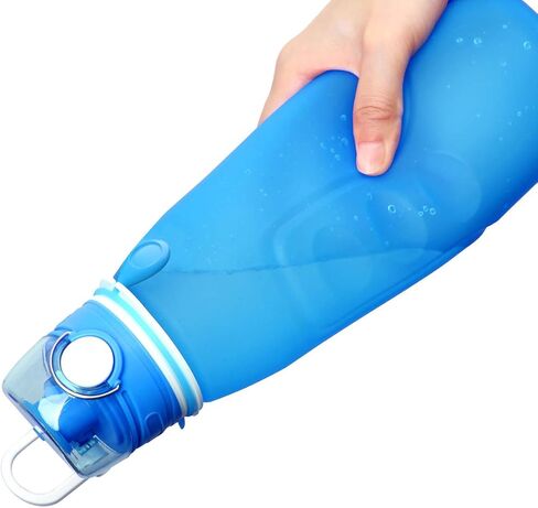 زجاجة مياه قابلة للطي سعة 35 أونصة من Valourgo، زجاجة مياه كبيرة للسفر خالية من مادة bpa وقابلة لإعادة الاستخدام (أسود) in Kuwait