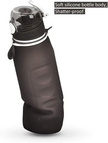 Valourgo 35 oz Collapsible Water Bottle, Large bpa Free Travel Water Bottle Reusable Water Bottle(Black) in Saudi Arabia