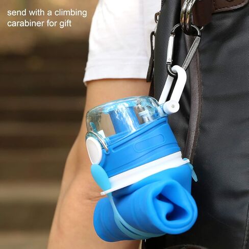 زجاجة مياه قابلة للطي سعة 35 أونصة من Valourgo، زجاجة مياه كبيرة للسفر خالية من مادة bpa وقابلة لإعادة الاستخدام (أسود) in Kuwait