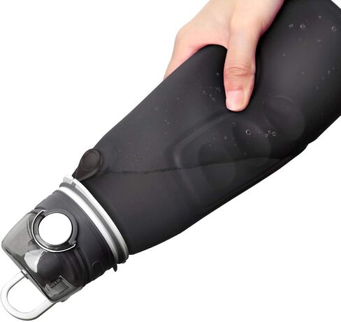 Valourgo 35 oz Collapsible Water Bottle, Large bpa Free Travel Water Bottle Reusable Water Bottle(Black) in Saudi Arabia