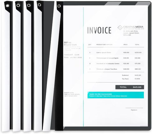 5PCS Clear Report Covers with Swing Clip, Professional Clear Front Presentation Folders Resume Folder, 30 Sheets Capacity A4 Size File Document Organizer, No Punch Needed (Black) in Kuwait