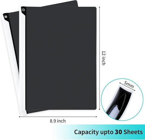 5PCS Clear Report Covers with Swing Clip, Professional Clear Front Presentation Folders Resume Folder, 30 Sheets Capacity A4 Size File Document Organizer, No Punch Needed (Black) in Kuwait