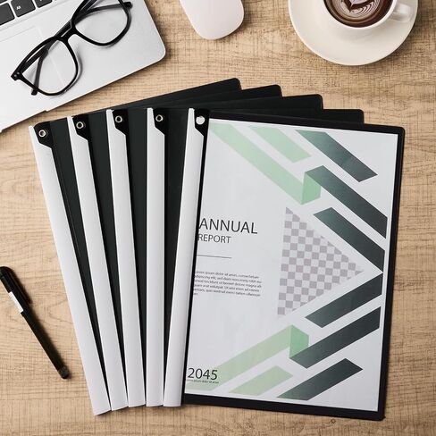 5PCS Clear Report Covers with Swing Clip, Professional Clear Front Presentation Folders Resume Folder, 30 Sheets Capacity A4 Size File Document Organizer, No Punch Needed (Black) in Kuwait