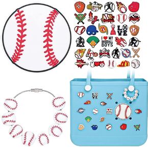 34 PCS Sport Sharms for Bogg Bag Baseball Association ، PVC Rubber Baseball Bag charm متوافق ، إدراج سحر مزخرف لأكياس حقيبة اليد الشاطئية وببساطة حقائب الشاطئ الجنوبية in Kuwait