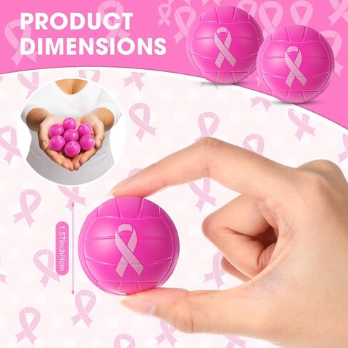 Soulchen 12 Pcs Breast Cancer Awareness Volleyball Stress Balls Pink Out Ribbon Foam Balls Sensory Fidget Toys Volleyball Party Favors Appreciation Gifts for Women Pink Out Game Event Sports Team in Saudi Arabia