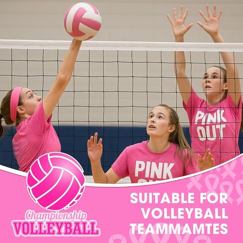 Soulchen 12 Pcs Breast Cancer Awareness Volleyball Stress Balls Pink Out Ribbon Foam Balls Sensory Fidget Toys Volleyball Party Favors Appreciation Gifts for Women Pink Out Game Event Sports Team in Saudi Arabia