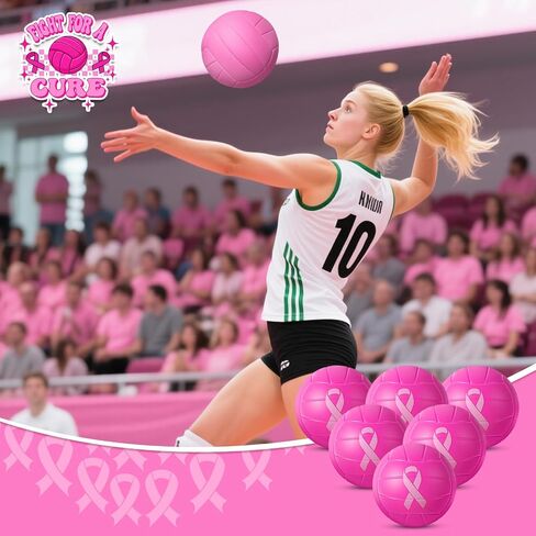 Soulchen 12 Pcs Breast Cancer Awareness Volleyball Stress Balls Pink Out Ribbon Foam Balls Sensory Fidget Toys Volleyball Party Favors Appreciation Gifts for Women Pink Out Game Event Sports Team in Saudi Arabia