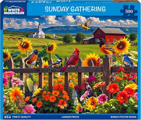 White Mountain Sunday Gathering 500 Piece Spring Puzzles Scenic Country Landscape Puzzle for Adults and Families in Saudi Arabia