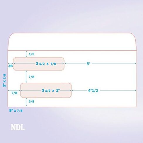 NextDayLabels - Pack of 100# 8 Envelopes, Size fits QuickBooks Printed Checks, Double Window Security Check Envelope, Flip and Seal, Measures 3-5/8 inch x 8-11/16 inches in Kuwait