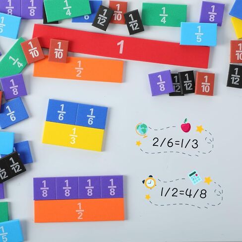 24 مجموعة من البلاط الكسر قوس قزح لتلاعب الكسر بالرياضيات Montessori Math Material in Saudi Arabia