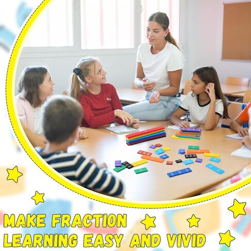 24 مجموعة من البلاط الكسر قوس قزح لتلاعب الكسر بالرياضيات Montessori Math Material in Saudi Arabia