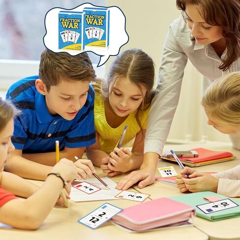 3 Pcs Math Game Flash Cards Fraction Game Math Manipulatives Fraction War Flashcards Equivalency Cards Compare Simplify Match Number for Homeschool Classroom Supplies 2nd to 6th Grade in Saudi Arabia