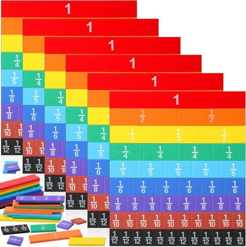 24 مجموعة من البلاط الكسر قوس قزح لتلاعب الكسر بالرياضيات Montessori Math Material in Saudi Arabia
