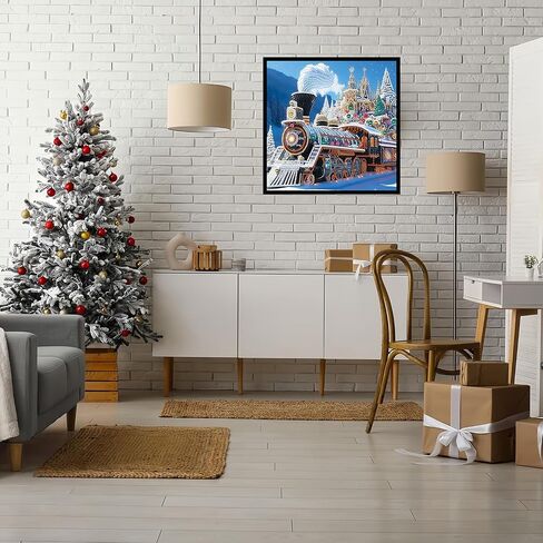 مجموعات الرسم الماسي 5D للبالغين المبتدئين ، قطار ثلجي الشكل الخاص بالفن الماس ، DIY شتاء الحفر الماس الماس GEM GEM مجموعات للبالغين ، ديكور الجدار المنزلي 11.8x11.8 بوصة in Saudi Arabia