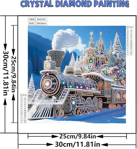 مجموعات الرسم الماسي 5D للبالغين المبتدئين ، قطار ثلجي الشكل الخاص بالفن الماس ، DIY شتاء الحفر الماس الماس GEM GEM مجموعات للبالغين ، ديكور الجدار المنزلي 11.8x11.8 بوصة in Saudi Arabia