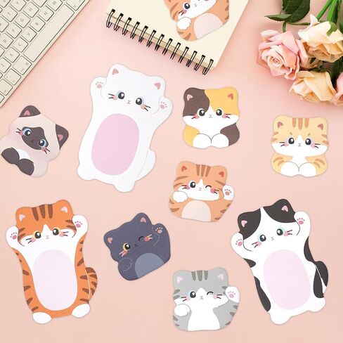 Cute Kitten Cat Shaped Sticky Notes Set - 6 Kawaii Animal Memo Note Pads with Cartoon Cats Design - 360 Sheets Themed Stationery Notepad for School, Office Supplies, Gifts for Cat Lovers in Saudi Arabia