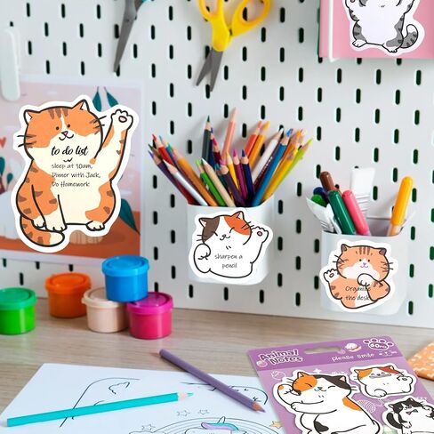 Cute Kitten Cat Shaped Sticky Notes Set - 6 Kawaii Animal Memo Note Pads with Cartoon Cats Design - 360 Sheets Themed Stationery Notepad for School, Office Supplies, Gifts for Cat Lovers in Saudi Arabia