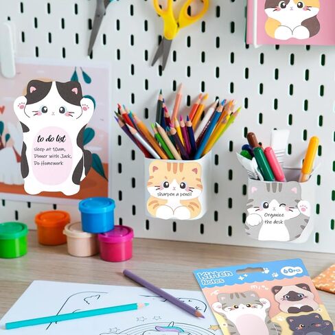 Cute Kitten Cat Shaped Sticky Notes Set - 6 Kawaii Animal Memo Note Pads with Cartoon Cats Design - 360 Sheets Themed Stationery Notepad for School, Office Supplies, Gifts for Cat Lovers in Saudi Arabia