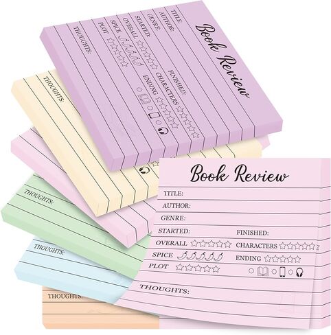 TICIAGA Book Review Journal Notepads - 6Pcs Mini Reading Journal Tracking Sticky Notes for Book Lovers, 300 Sheets Colorful Review Tracker Log for Back to School, Reading List Bookish Bookworm Gift in Kuwait