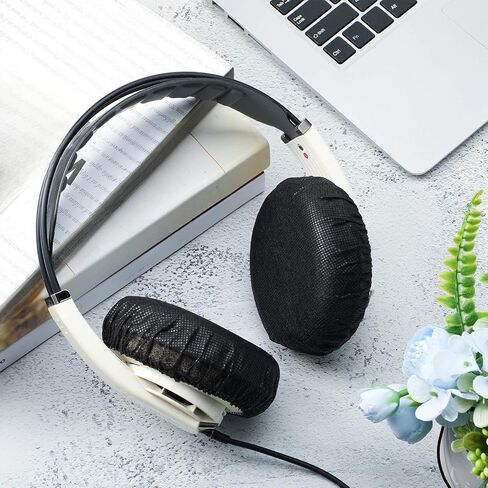 100 Pieces Headphone Ear Covers Disposable Earphone Overs Sanitary Non-Woven Stretch Earpad Covers Earcup Covers Fit for Most on Ear Headphones (White, 6.5 cm) in Saudi Arabia