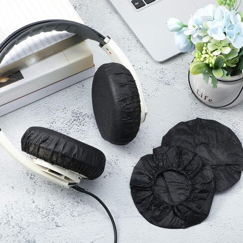 100 Pieces Headphone Ear Covers Disposable Earphone Overs Sanitary Non-Woven Stretch Earpad Covers Earcup Covers Fit for Most on Ear Headphones (White, 6.5 cm) in Saudi Arabia