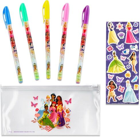 Disney Princess Pencil Case for Kids - Bundle with Princess Pencil Case ، Gel Als ، أقلام الرصاص ، الحقيبة ، الملصقات ، المزيد | لوازم مدرسة ديزني للأولاد والبنات in Saudi Arabia
